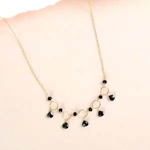 Black Spinel Gemstone Mini Sparkler Necklace