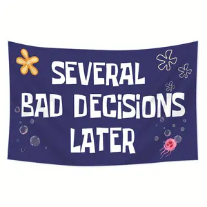 Several Bad Decisions Later Cotton Linen Tapestry Flag (40x60in) - Lightweight Decorative Tapestry Wall Mural, Cool Funny Hanging for College Dorm Man Cave, Indoors Home Decor Gift summerwins
