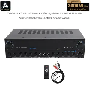 3600W Peak Stereo HiFi Power Amplifier High-Power 5.1-Channel Subwoofer Amplifier Home Karaoke Bluetooth Amplifier Audio HF