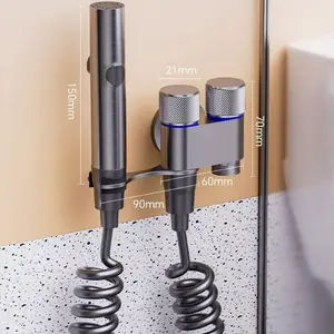Toilet Companion Set Bathroom One Inlet Two Outlet Dual-use Angle Valve Faucet Household High-pressure Spray Gun Dual Nozzle Bidet