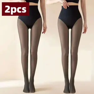 two piece set flare  tummy control leggingstu mmy control  Spring And Autumn Seamless  For Women, Black Transparent Skin,  pockets  High-wisted Pantyhose. translucent tights Womenswear Bottoms Comfort Basic Minimalist flesh colored legging outfit