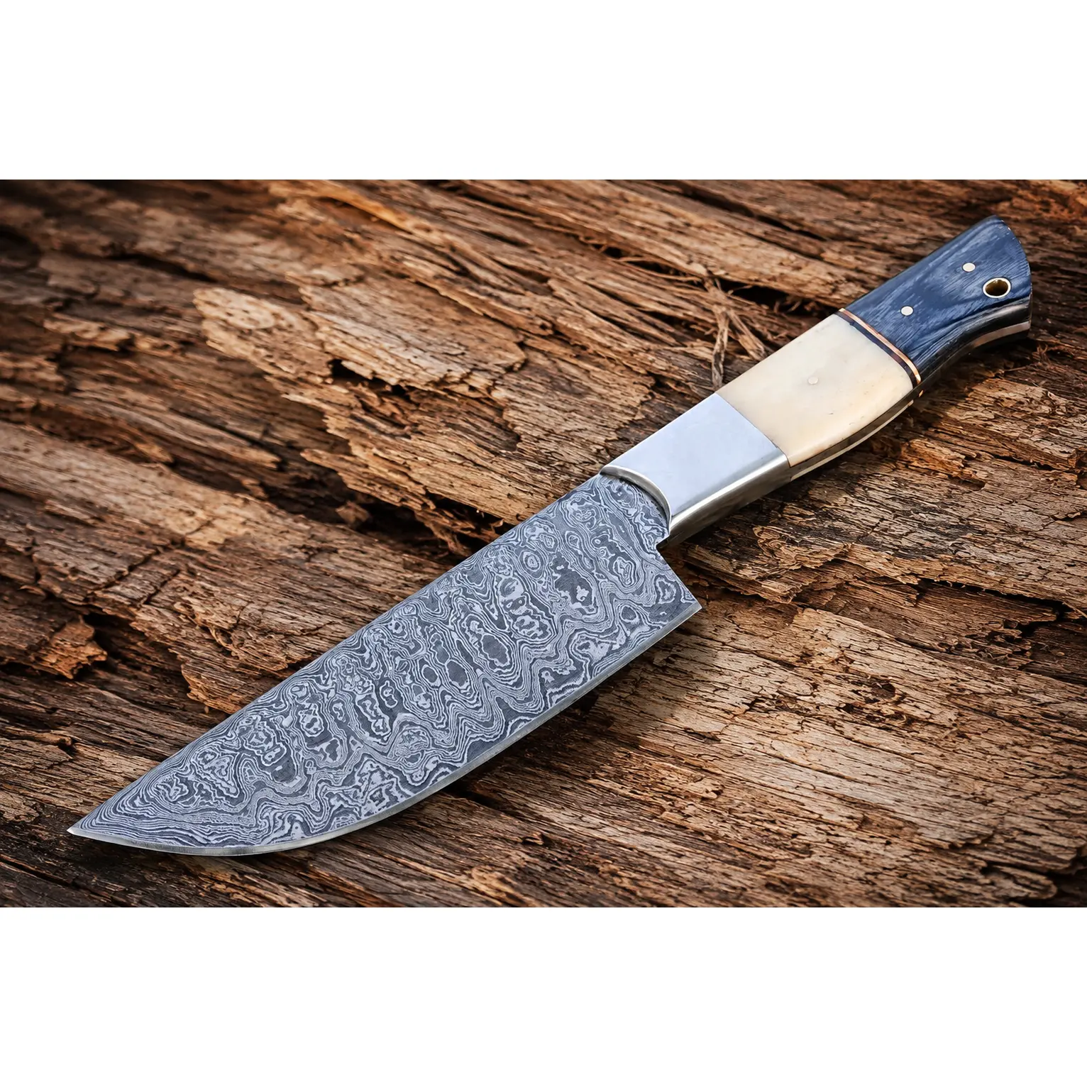 Hand Forged Damascus Steel Chef Knife – 8” Blade with Camel Bone & Rosewood Handle | 512 Layers