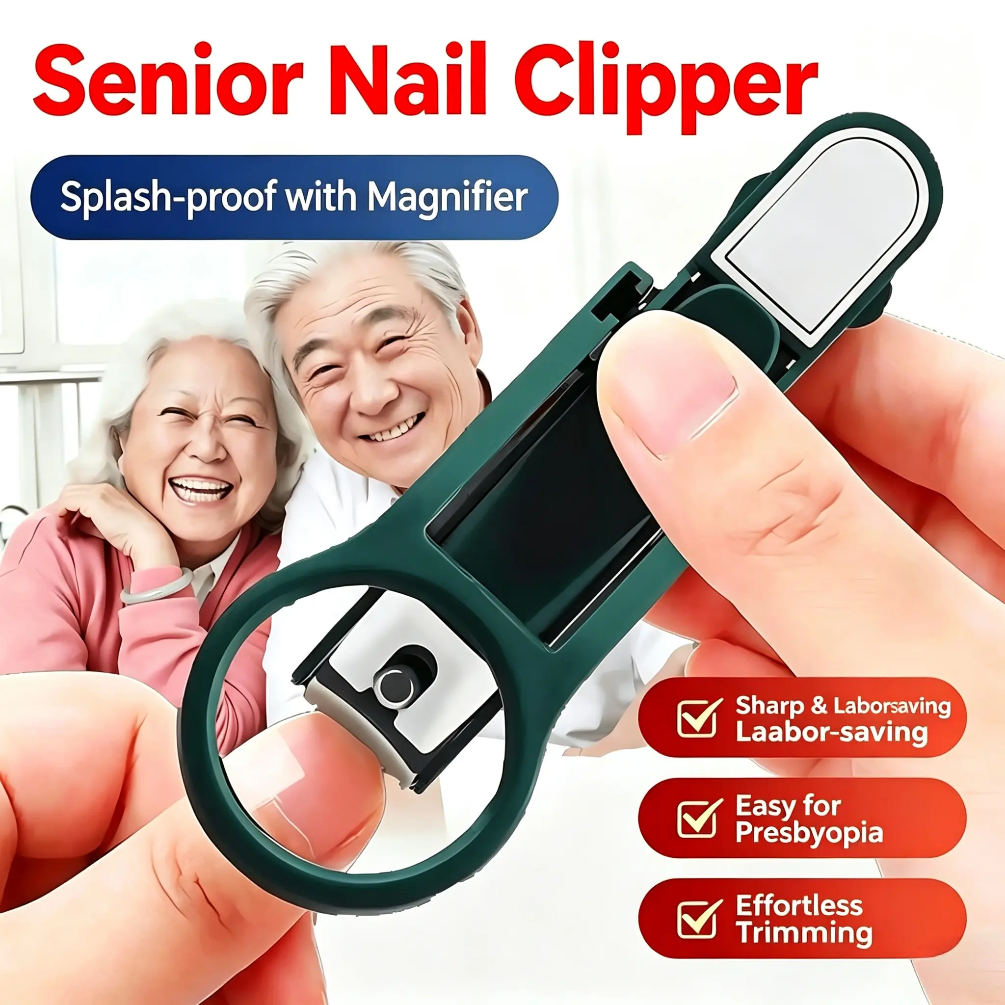 Fingernail Clippers - Fingernail Clippers for Seniors | Nail Clippers Professional Trimmer | Nail Grinder Nail Trimmer | Nail Cutter with Magnifier Glass