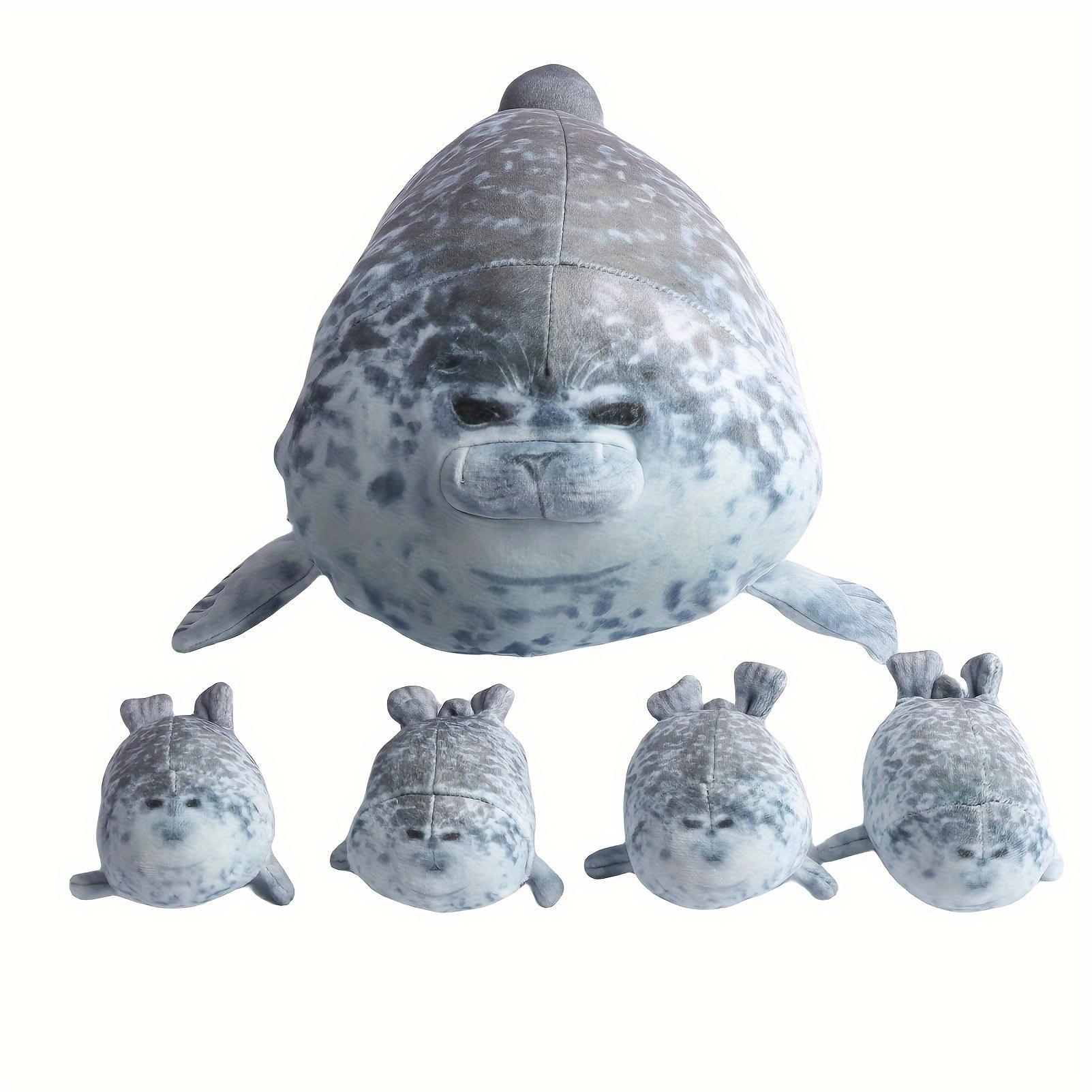 36Cm/14.17In Chubby Blob Seal Plush with 4 Little Seal Plushies in Her Tummy 3D Novelty Sea Lion Gift Present Animal for Girls And Boys