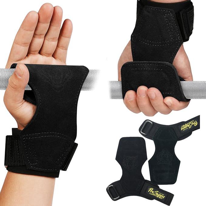 Wrist Straps for Weightlifting, 4mm Thick and Double Layered Leather Weight Lifting Wrist Straps for Deadlift and Powerlifting, Adjustable Neoprene Padded Gym Lifting Straps for Women Men, PROSUPPS Wrist Wraps for Weightlifting (Pair)