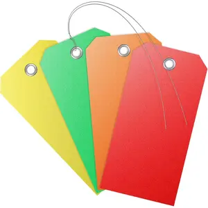 120 count Plastic Tags for Labeling 4 Colors, 4.7"x 2.36" Plastic Shipping Tag with Wire Writable  Tag Price Tags with Reinforced Eyelet Blank Hang Label for Luggage