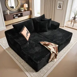 【2 packages Delivery】HOOOWOOO 75" Oversized Boneless Couch, Sectional Double Lounge Chaise with Cloud Plush, Sofa Bed with Throw Pillows and Armrests, Indoor Sleeper Cloud Couch for Living Room, High Durability, No Assembly Required