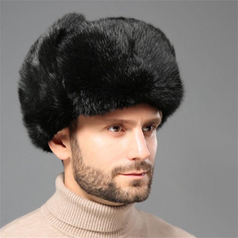 Faux Fur Trooper Hat Winter Trapper Hat Windproof Warm Hats with Earflaps Headwear for Men Cold Weather Skiing