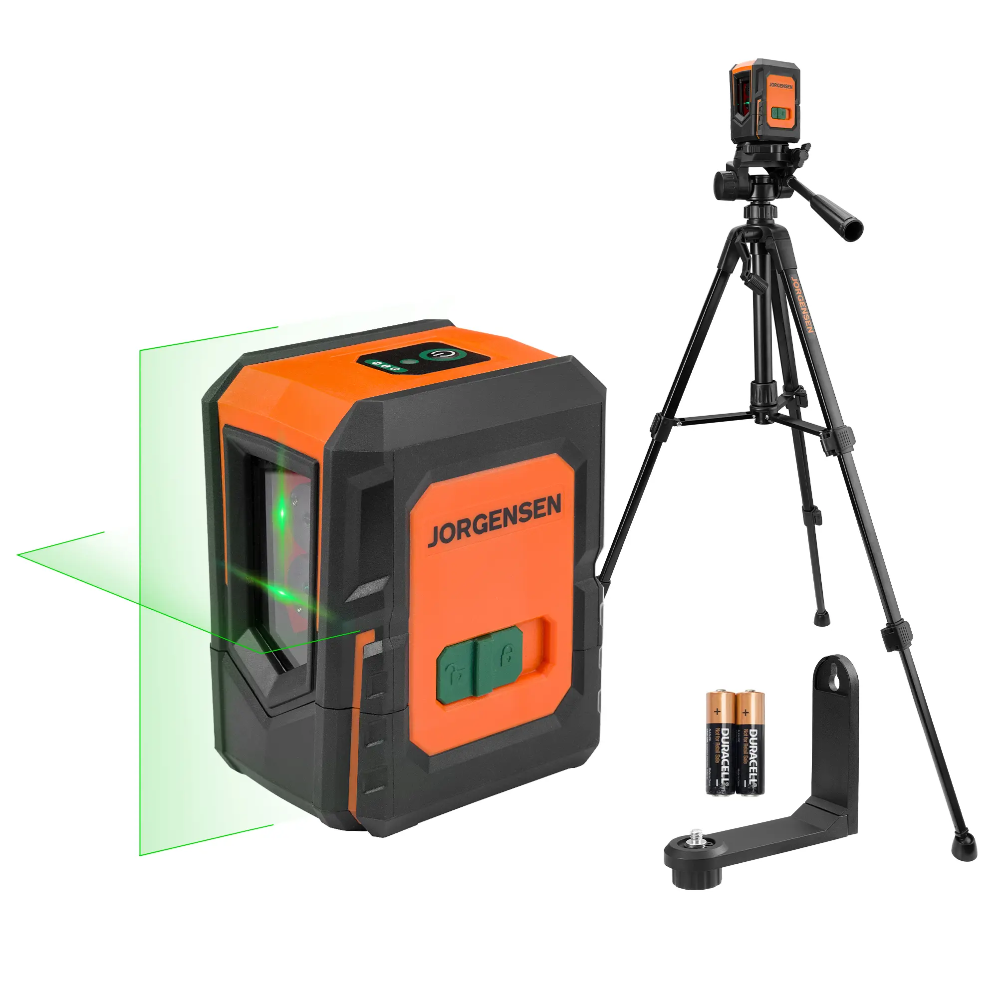#fathersdaygift JORGENSEN Laser Level with Tripod, 100 FT Dual Modules Self Leveling Cross Line Laser Leveler Tool with 360° Magnetic Base, Green Laser Level for Picture Hanging, Tile, Home Renovation, Indoor Project
