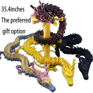 Moveable Jointed Colorful Snake unique gift collectible office desktop ornament metal printed  fidget 3d  figures 35.4inches Giant Dragon Joint Figurine with Realistic Eyes for Holiday Decoration Home Display Birthday Gift Halloween Christmas Art Display