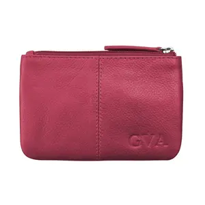 ili New York | Genuine Leather Coin Holder with Key Ring Smooth Leather RFID Blocking Top Zip Closure Fashionable Casual Wallet