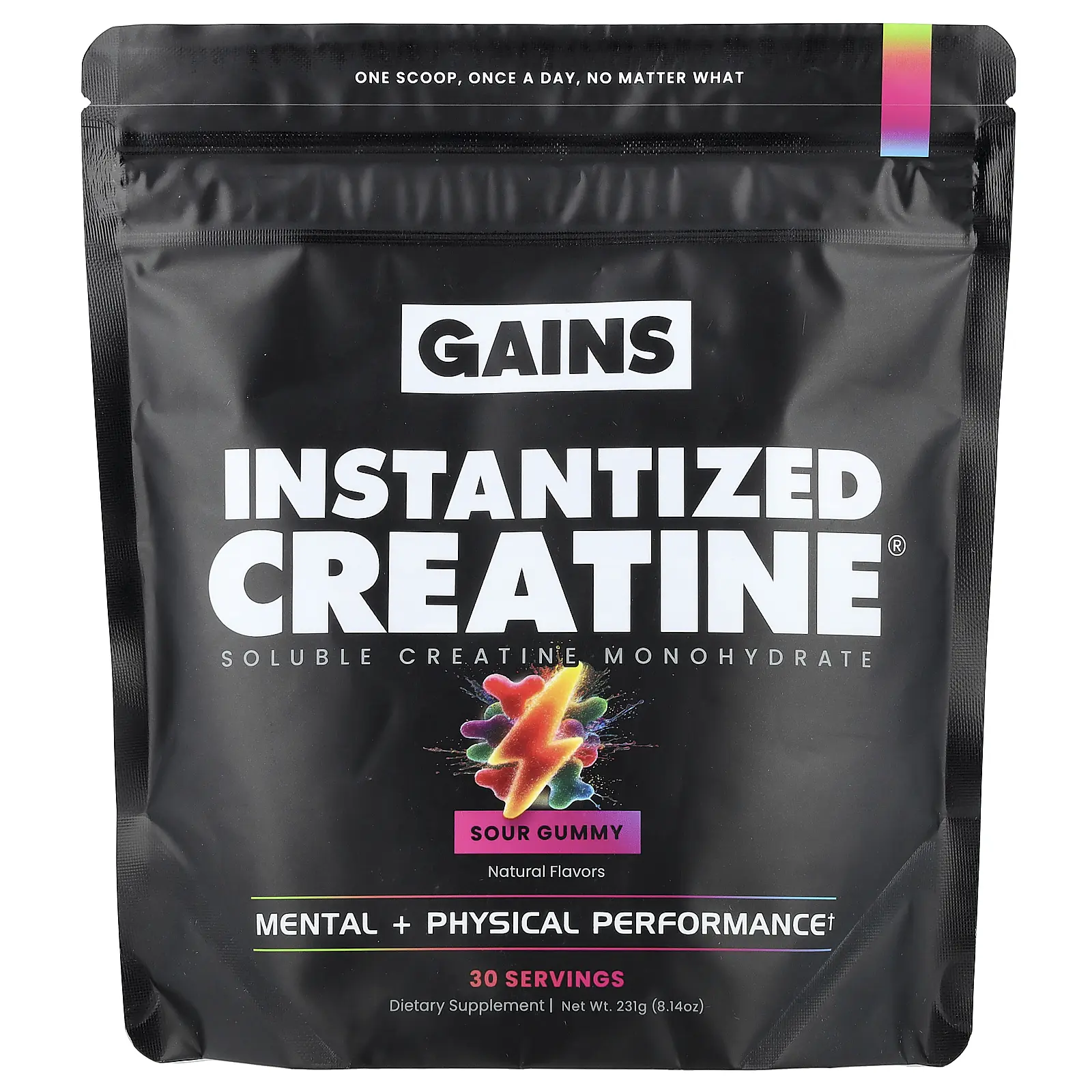 GAINS Instantized Creatine®, Soluble Creatine Monohydrate, Sour Gummy, 8.14 oz (231 g)