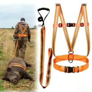 Heavy-Duty Game Drag Rope Adjustable Shoulder Harness With Hook For Deer Elk Large Game Logs Hands-Free Transport System Durable Field Use