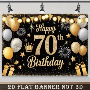 2D Flat Banner,Platinum balloon decoration wishes you a happy 70th birthday theme,For Family Party Events, Wedding, Birthday Party, Coming of age Ceremony, Christmas, Thanksgiving, Four Season, Entryway, Room Decor,Indoor Outdoor Celebrations