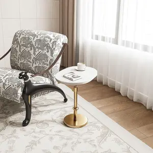 Modern Adjustable Height Coffee Table, Sintered Stone Top Sofa Side Table, Multifunctional Small Table for Small Spaces Living Room Bedroom