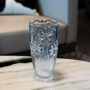 Bohemia Crystal Glass Vase, Classic Engraved Flower Vase, Home Decor for Living Room Bedroom Dining Room, Vanity Decor Accessories, Ornaments