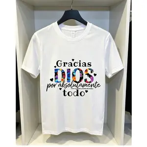"Gracias DIOS" Spanish Faith Women's Graphic Tee, Soft Stretch Short Sleeve Crew Neck, Casual Plus Size All-Season Shirt