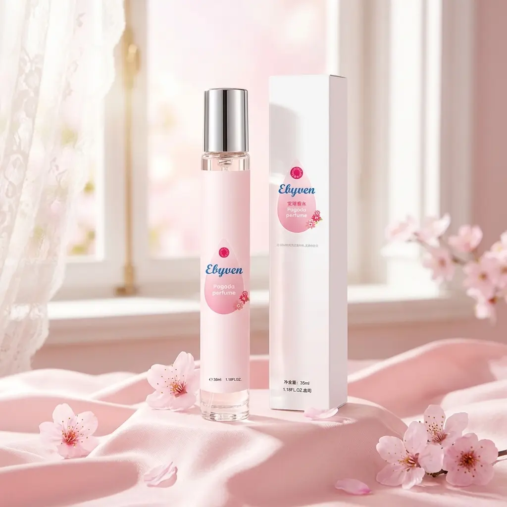 EBYVEN Pogoda Tube Perfume Spray With Cherry Blossom Powder Scent, 35ml/1.18Fl.oz. Natural Fragrance Skin Scent For Lady, For Women, Suitable Gift For Friends