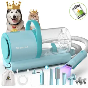 Geoorood Dog Cordless Grooming Vacuum Kit with Brush 10KPa Suction Force 1.6L Dust Collection Low Noise Cleaning
