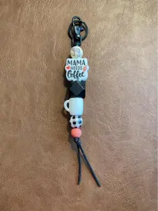 Mama Needs Coffee with Plaid Keychain