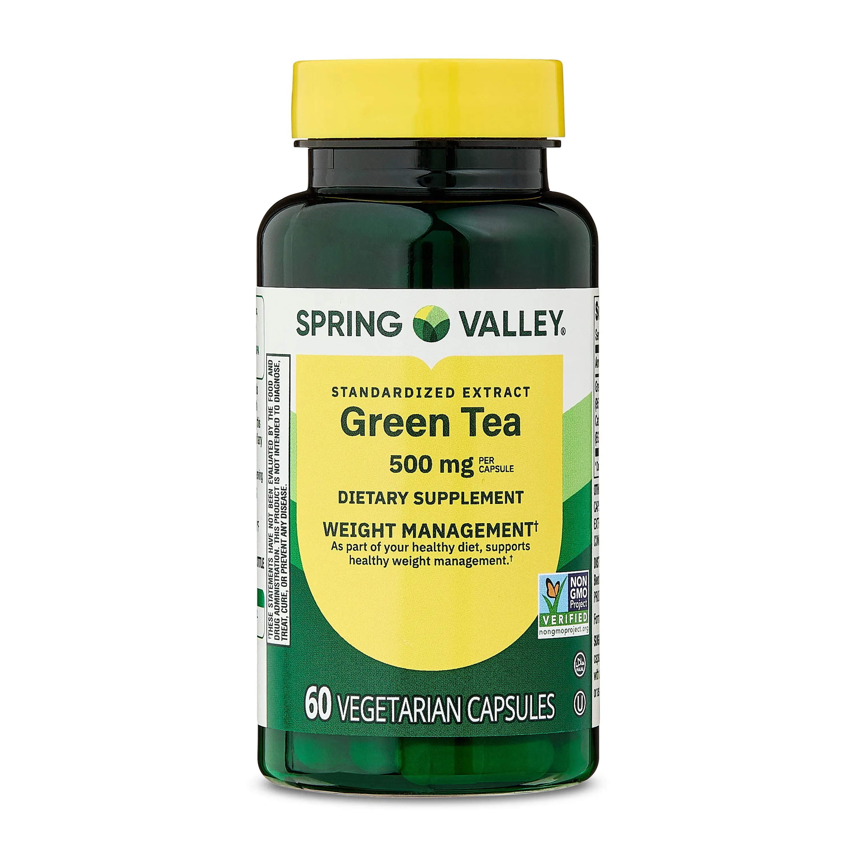Spring Valley Green Tea Extract 500 mg Vegetarian Capsules 60 Count Dietary Supplement for Enhanced Vitality & Overall Health Gluten Free