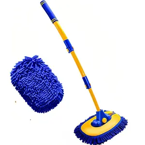 Upgrade  Wash Brush Mop with Long Handle, Wash Brush  Cleaning Brush Kit  Wash Mop  Wash Brush with Hose Attachment  Washing Brush with Scratch-Free Replacement (Blue