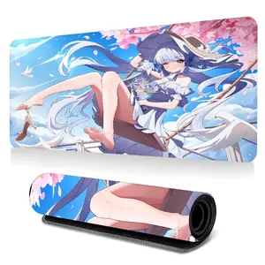 Sakura Anime Girl Aesthetics Extended Gaming Mouse Pad, 1 Count Large Keyboard Mouse Mat, Large Non-slip Rubber Base Mouse Mat with Stitched Edges, Perfect Gift for Gamers Men Women, Home Office Desk Accessories