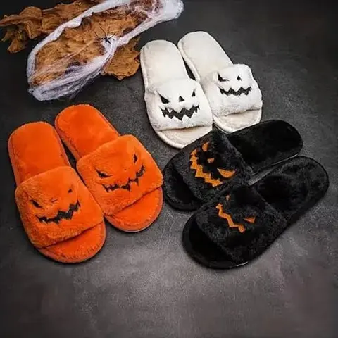 Fuzzy Halloween Slippers