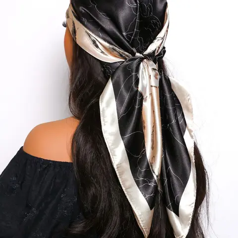 Women's Floral Print Square Scarf, Fashionable Soft Comfortable Scarf for Daily Wear, Casual Versatile Scarf for Women & Girls, Turban Hijab, Scarf Head Wrap, Fashion Hair Scarves, Floral Headscarf