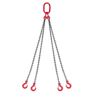 VEVOR Chain Sling, 1/4 in x 5 ft Lifting Chains with 4 Leg Grab Hooks, Heavy Duty G80 Alloy Steel Lifting Sling, 6600LBS Capacity, Adjustable Engine Chain Hoist Lifts for Cargo Security Towing