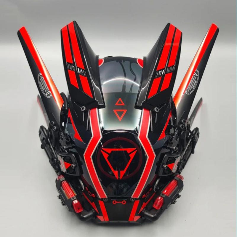 Cyberpunk Mask Iron Warrior Helmet Cosplay Men's Mecha Luminous Full Face Hood Tactical Mask