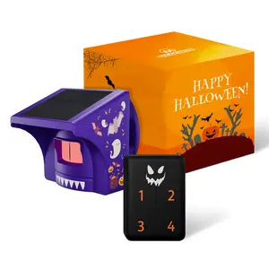 eMACROS 1/2 Mile Range Solar Driveway Alarm (Halloween Limited Edition), Halloween Decorations Motion Detector– Rechargeable Base Station with Spooky Halloween Music, Idea Gifts for Homeowners