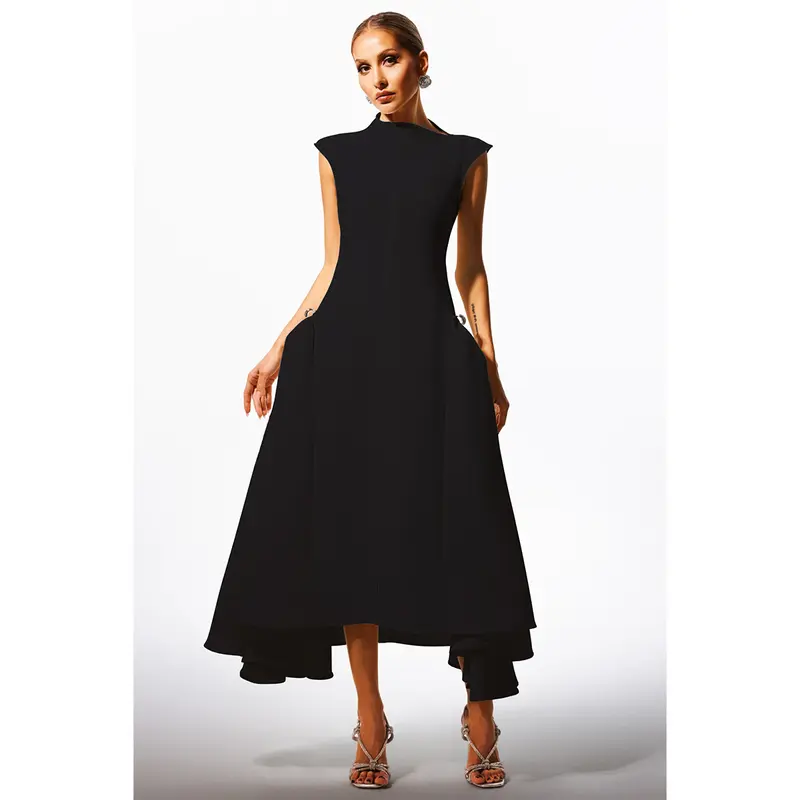 knee length dresses for ladies Chloe Peached Jersey One Shoulder Midi Dress / Ivory | Meshki