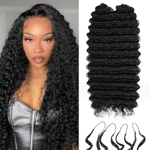 Feather Crochet Hair, Synthetic Wavy Curly Miracle Knots Crochet Deep Wave 18 Inch, 50 Strands Pre-Separated Knotless Crochet Hair for Black Women