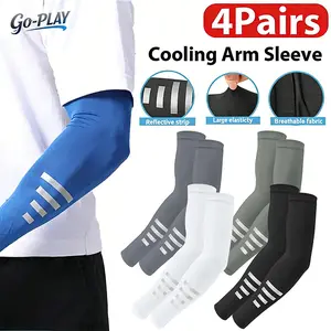 4 Paia Manicotti Braccio Raffreddanti con Protezione Solare UV UPF 50+ | CiclismoTok OutdoorTok EstateTok Traspiranti Elastici Unisex con Strisce Riflettenti | per Ciclismo Corsa Notturna Trekking Escursionismo Estivi
