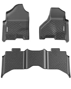 GARVEE Floor Mats for 2013-2018 Dodge Ram 1500/2500/3500 Crew Cab, 2019-2024 Ram 1500 Classic Crew Cab, TPE All Weather Custom Fit Front 1st & 2nd Row Floor Mats Liner