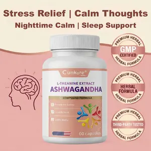Cunkore Ashwagandha for Stress Relief | L-Theanine for Mental Clarity | GABA for Nerves Calm | Magnesium Glycinate for Sleep Support | 5-HTP for Mood Balance