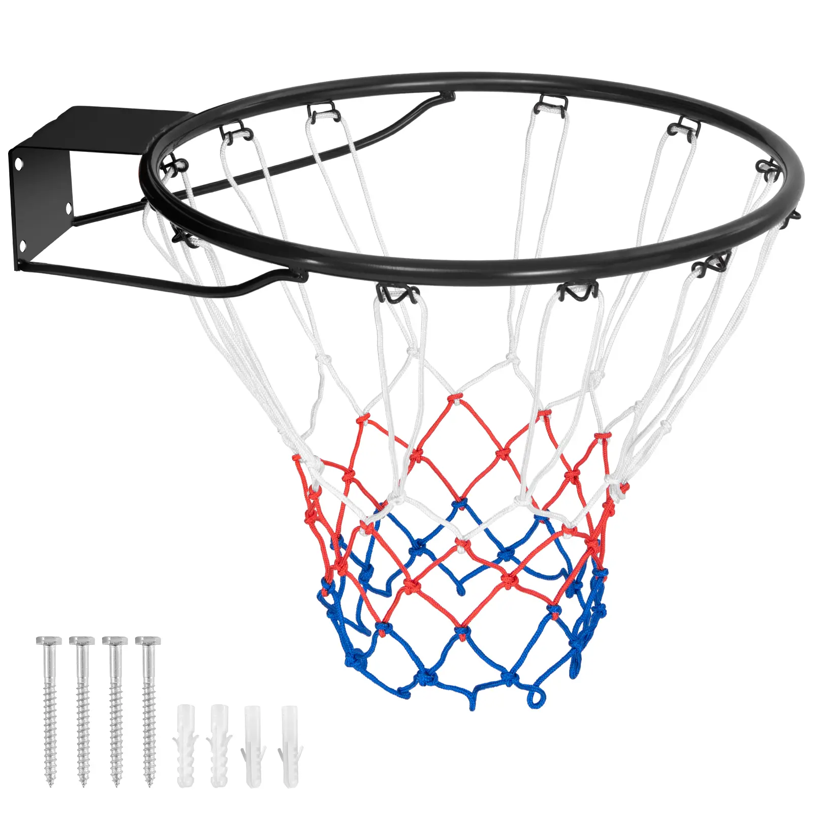 COSTWAY - 15 Inch Basketball Rim Goal Replacement with All Weather Net and Mounting Hardware-Black