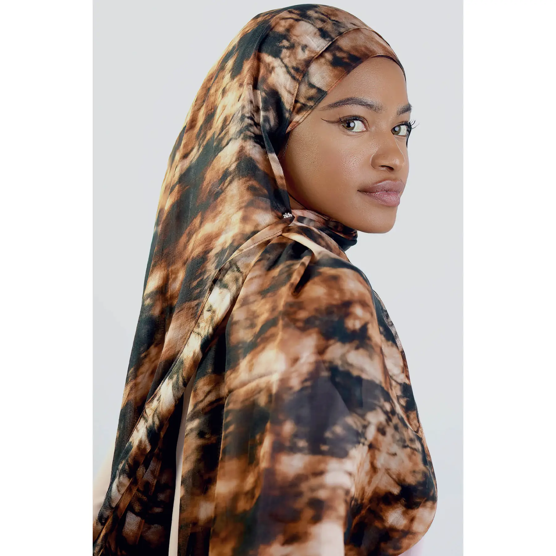 Dust Brown Print Modal Hijab