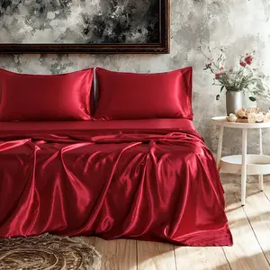 BEDSUM Luxury 3/4 Piece Satin Bed Sheet Set-Silky Smooth & Breathable for Year-Round Comfort,Holiday Gift