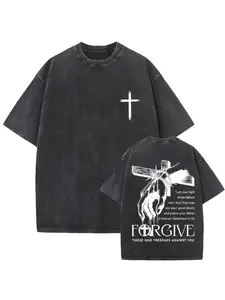 Forgive Their Father for Retro Washed T-shirts, Gothic Rock Oversized T-shirts, Tops, Streetwear for Men and Women
