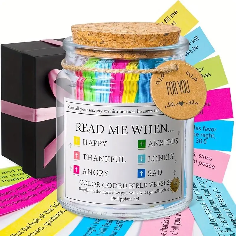 1pc Inspirational Bible Verse Glass Jar - Perfect for Wishes, Desk Decor & Love Gifts - Ideal for Christmas, Valentine's Day & Mother's Day - Faith Based Gift, Encouragement Gifts