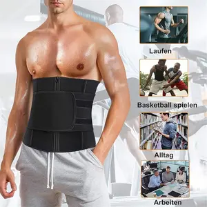 Men's Compression Waist Trainer Belt with Zipper for Gym Home & Outdoor Activities Adjustable Hook for Yoga Running Basketball