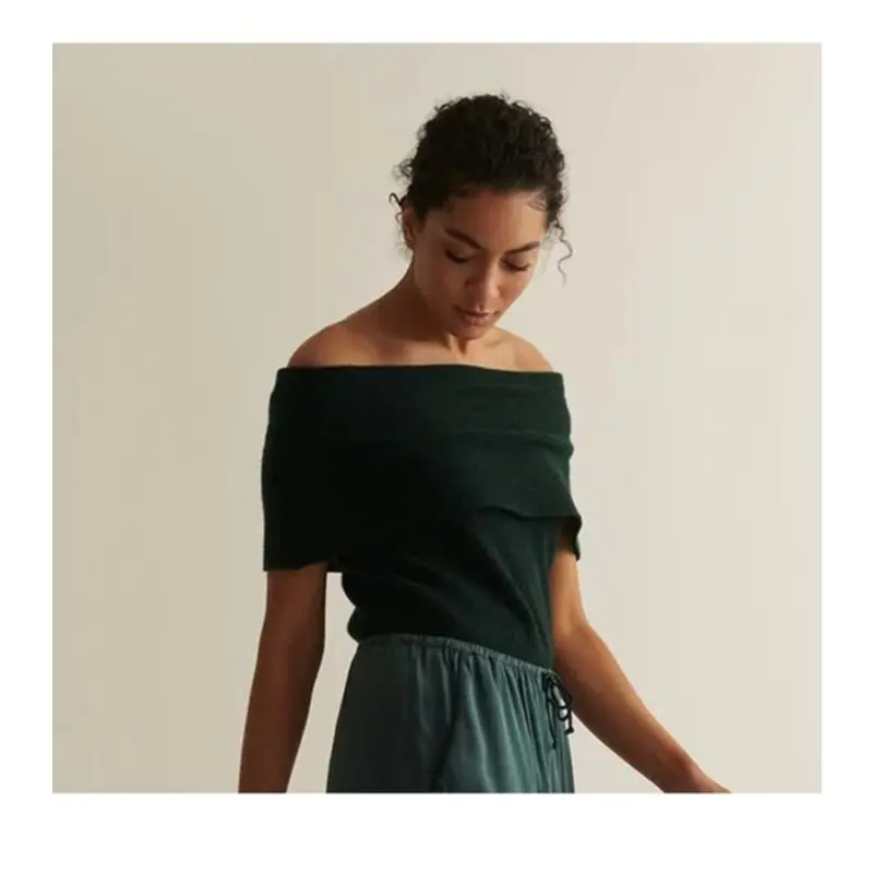 SKIN Portia Off-the-Shoulder Cashmere Top In Black - XS