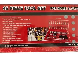 46 PCS 1/4" Ratchet Combination Socket Set Kit Auto Car Repair Tool New & Sealed