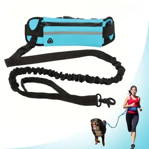 Hands Free Dog Leash, Reflective Waist Dog Leash with Waist Bag, Retractable Elastic Belt Running Walking Dog Traction Rope