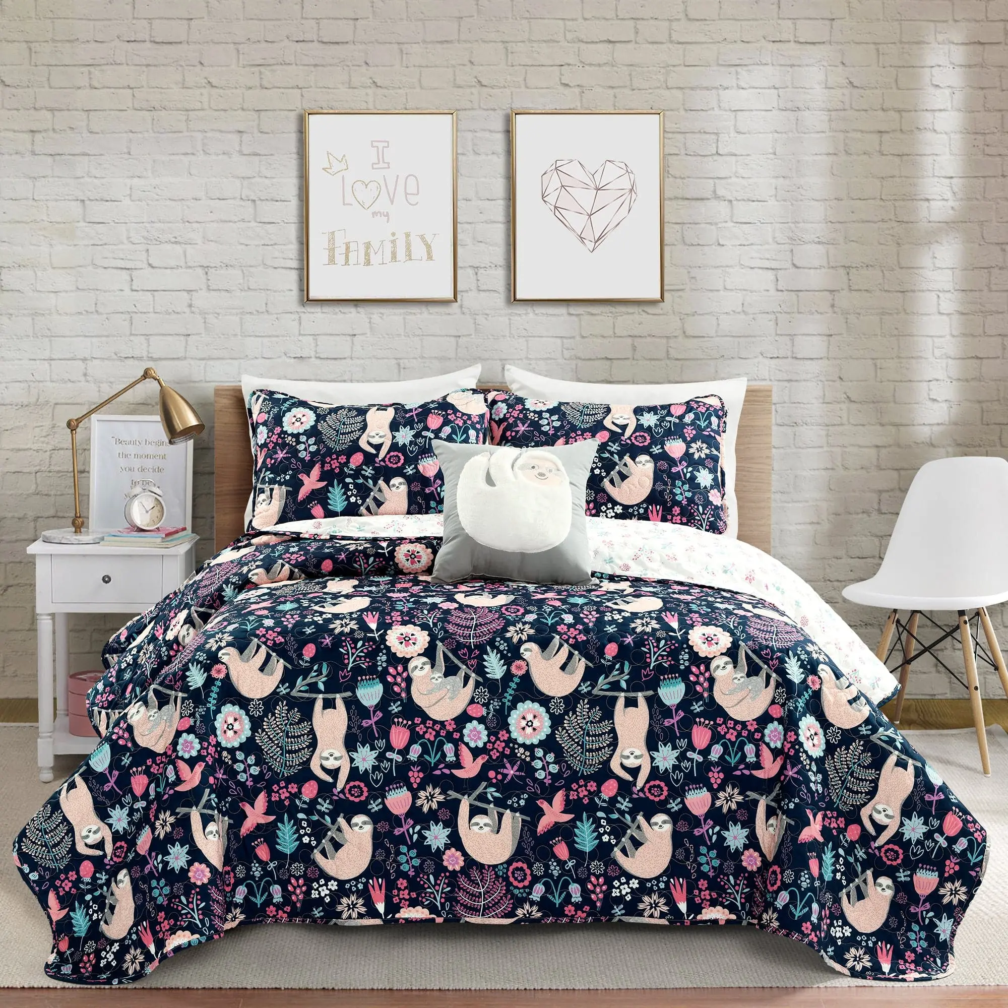 Lush Decor Soft Hygge Sloth Quilt Set for Cozy Comfort