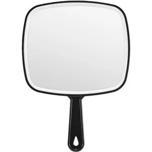 Handheld Mirror,Hand Salon Mirror with Handle for Barbers, Hairdressing (Black,12.4" Lx 9" W)