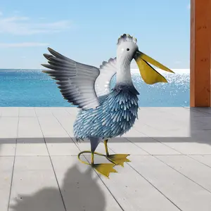 Rustic Pelican Metal Statue, Nautical Outdoor Statue And Sculpture, Garden Lawn Bird Sculpture Coastal Ocean Decoration, Backyard Porch Patio Pond Decor, Perfect Gift for Beach Lovers