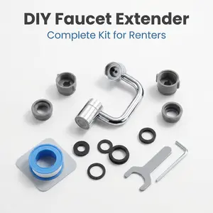 Faucet Aerator Extension, Renters-Friendly Tool-Free Faucet Extender - 1080° All-Angle Swiveling Solid Brass Head, 1-Minute Install, Fully Removable, Dual-Mode Splash-Proof Water-Saving Fixture for Bathroom, Kitchen Sinks (No Plumber Needed)
